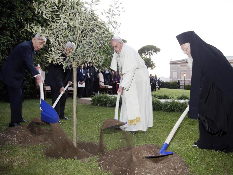 Papa Francisco, patriarca Bartolomeu e os presidentes da Palestina e de Israel (Lusa)