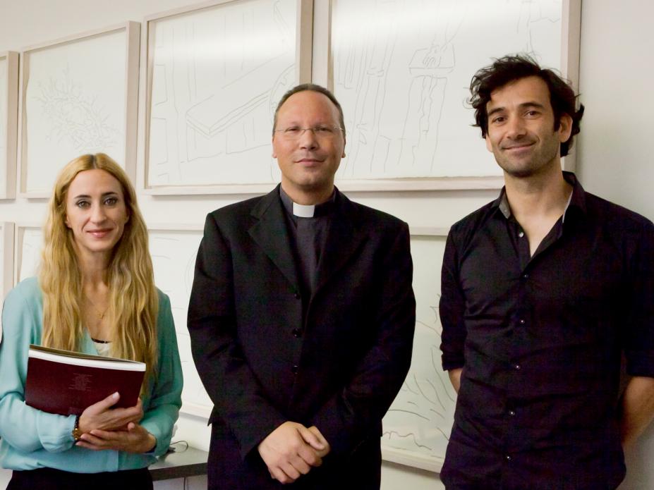 Reitor do Santuário de Fátima com Cláudia Martins e Rafael Carriço (Fatima.pt)