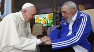 Fidel Castro e o Papa Francisco num encontro em 2015