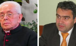 Monsenhor Inos Biffi e o professor Ioannis Kourempeles