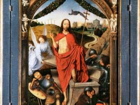 Detalhe de painel central do «Tríptico da Ressurreição» de Hans Memling (c.1485)